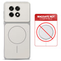 Dual tone silicone White phone cover for OnePlus 13R 5G showing wireless charging not supported notice