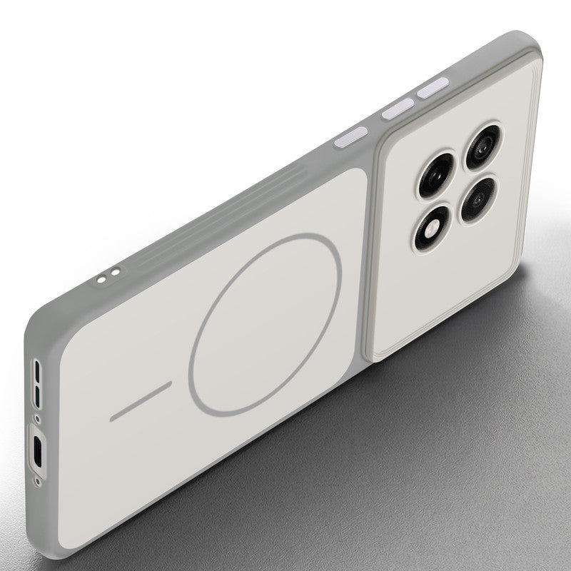 Slim silicone White phone case for OnePlus 13R 5G side angle view showing grip texture and precise cutouts
