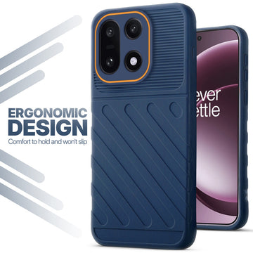 Soft silicone back cover for OnePlus 15 5G in blue with anti-slip grip and textured design