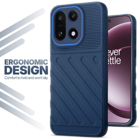 Soft silicone back cover for OnePlus 15 5G in blue with anti-slip grip and textured design