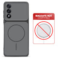 Dual tone silicone Black phone cover for OnePlus Nord 5 5G showing wireless charging not supported notice