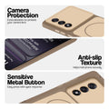 Brown Phone case for OnePlus Nord 5 5G highlighting raised camera protection, anti-slip texture, and responsive side buttons
