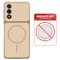 Dual tone silicone Brown phone cover for OnePlus Nord 5 5G showing wireless charging not supported notice