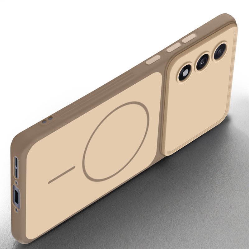 Slim silicone Brown phone case for OnePlus Nord 5 5G side angle view showing grip texture and precise cutouts