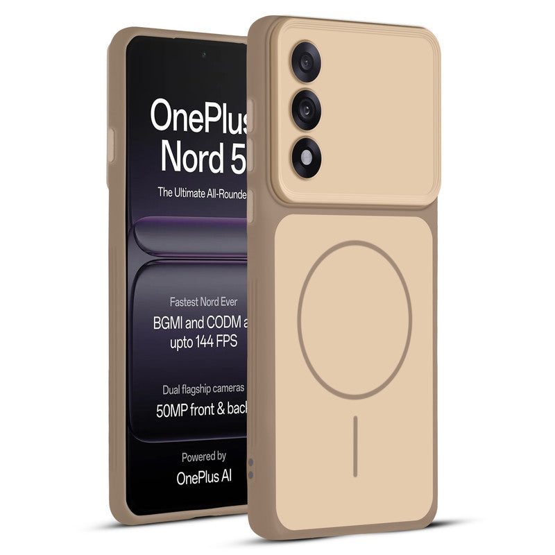 Full protective dual tone Brown silicone case for OnePlus Nord 5 5G showing front and back design coverage
