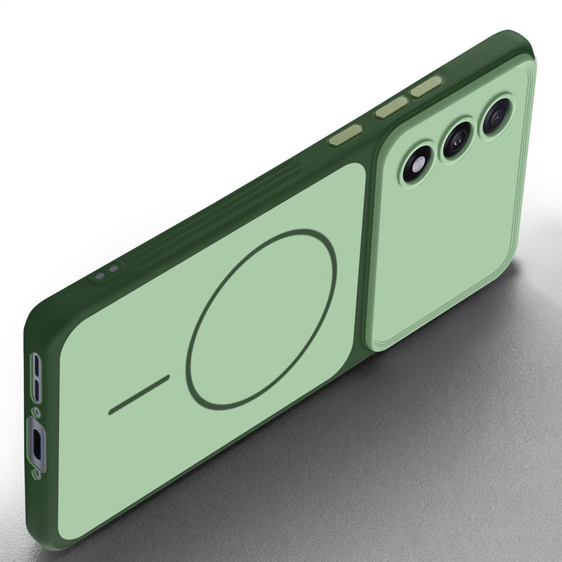 Slim silicone Green phone case for OnePlus Nord 5 5G side angle view showing grip texture and precise cutouts