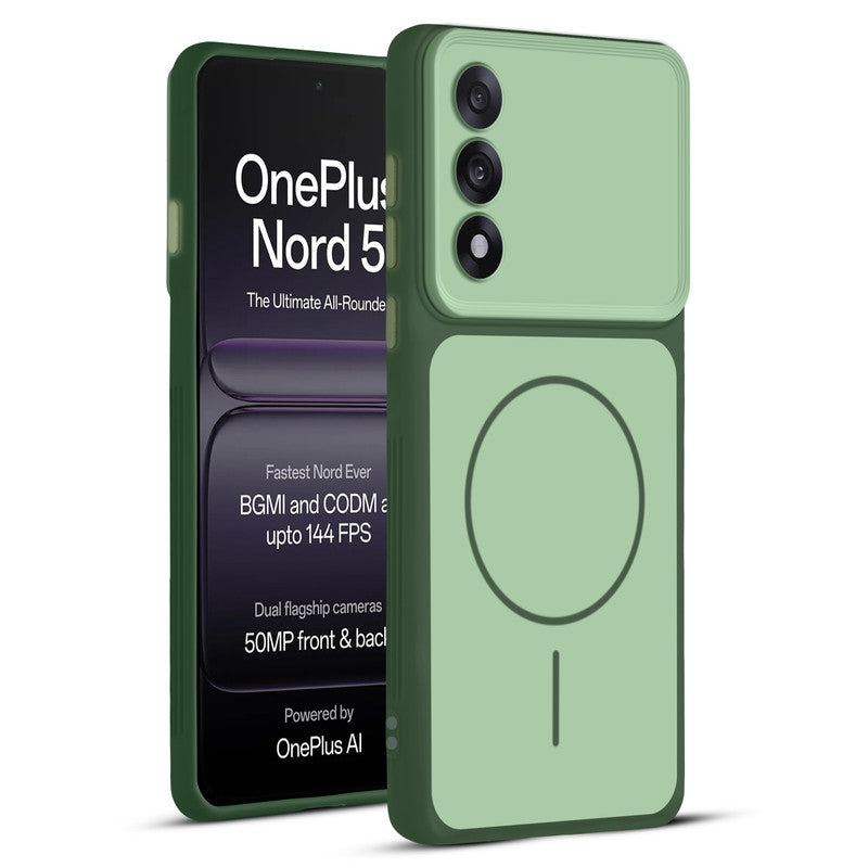 Full protective dual tone Green silicone case for OnePlus Nord 5 5G showing front and back design coverage