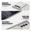 White Phone case for OnePlus Nord 5 5G highlighting raised camera protection, anti-slip texture, and responsive side buttons