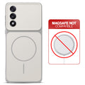 Dual tone silicone White phone cover for OnePlus Nord 5 5G showing wireless charging not supported notice