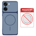 Dual tone silicone Blue phone cover for OnePlus Nord CE 5 5G showing wireless charging not supported notice