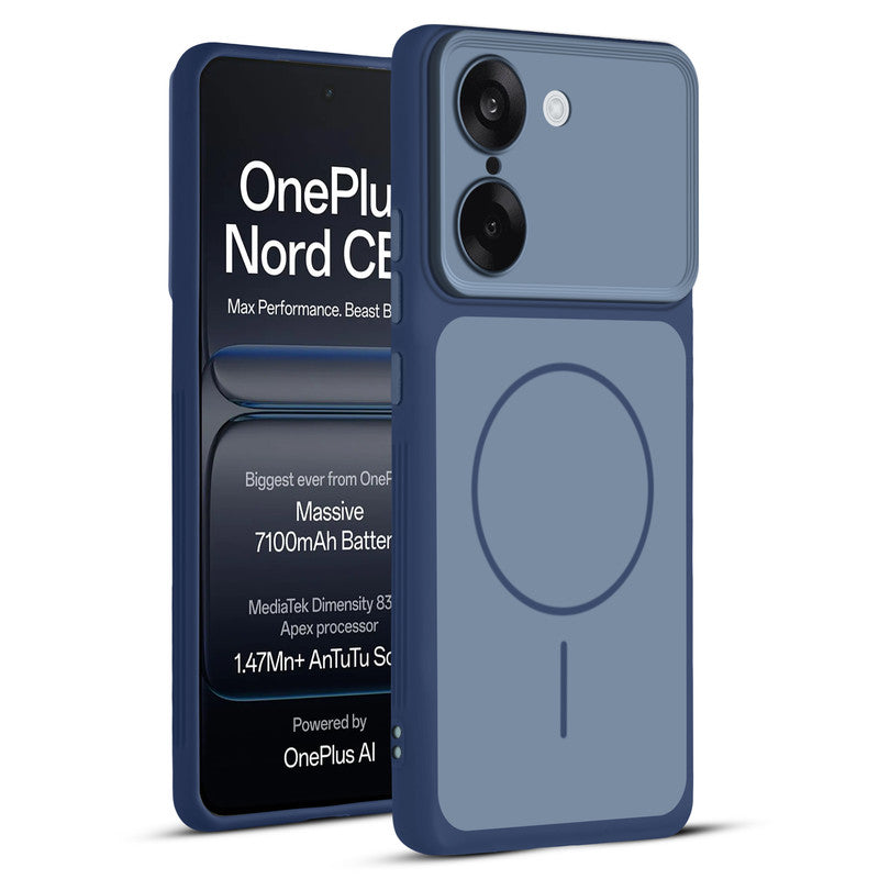Full protective dual tone Blue silicone case for OnePlus Nord CE 5 5G showing front and back design coverage