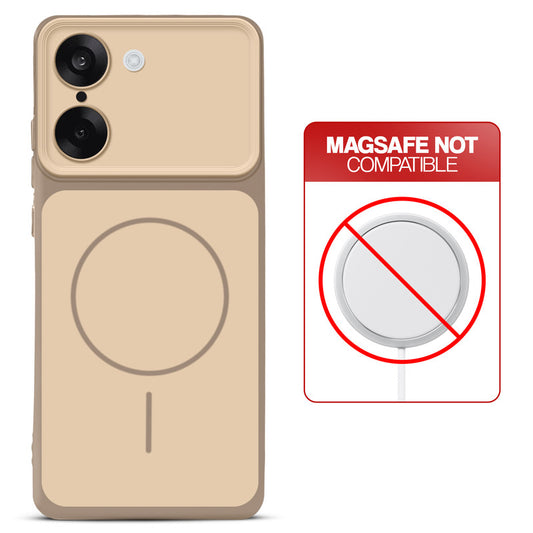Dual tone silicone Brown phone cover for OnePlus Nord CE 5 5G showing wireless charging not supported notice