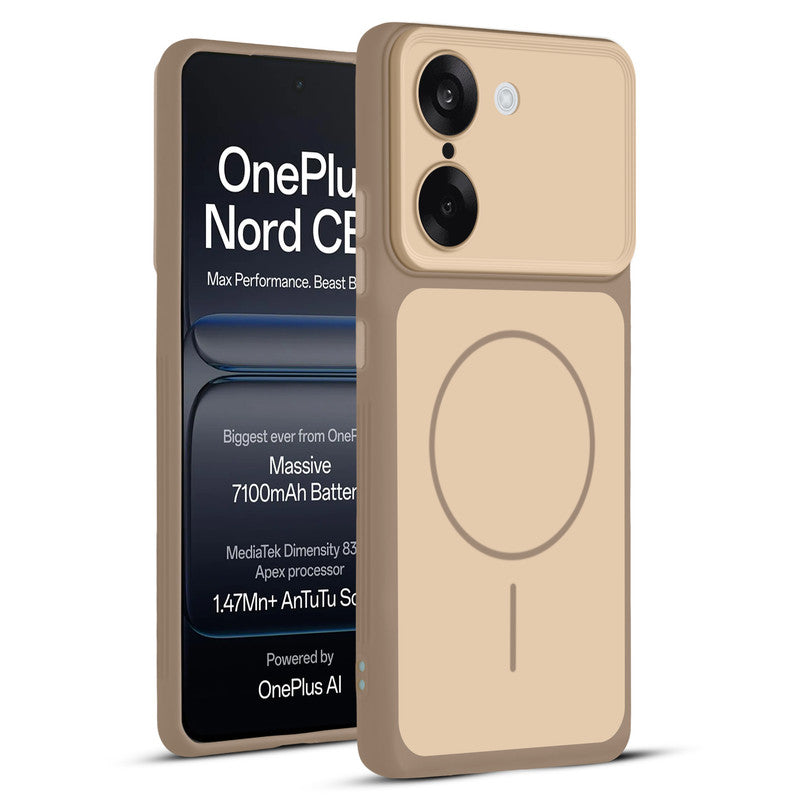 Full protective dual tone Brown silicone case for OnePlus Nord CE 5 5G showing front and back design coverage