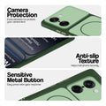 Green Phone case for OnePlus Nord CE 5 5G highlighting raised camera protection, anti-slip texture, and responsive side buttons