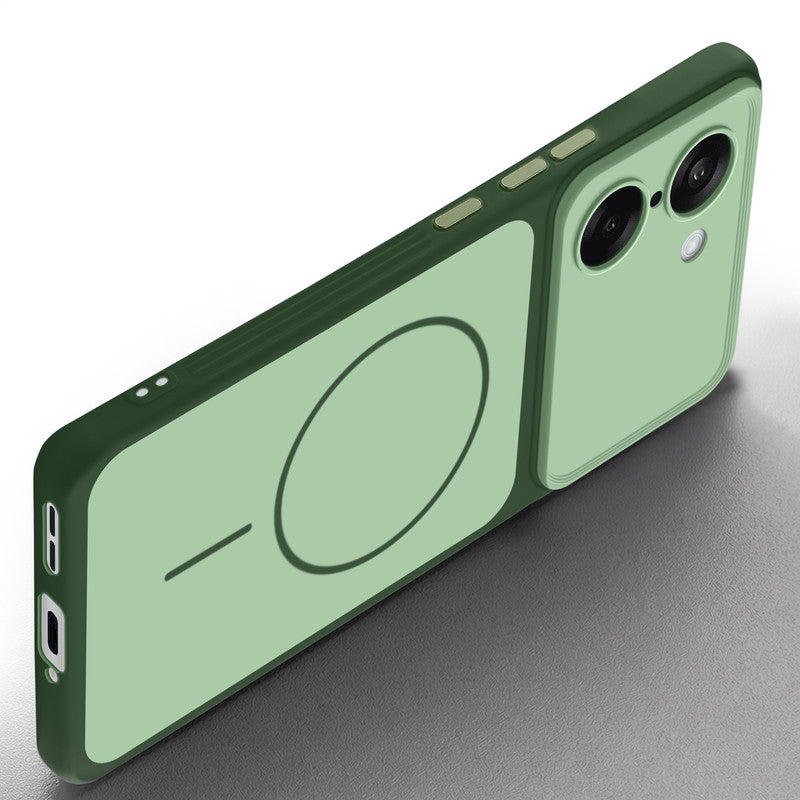 Slim silicone Green phone case for OnePlus Nord CE 5 5G side angle view showing grip texture and precise cutouts