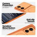 Orange Phone case for OnePlus Nord CE 5 5G highlighting raised camera protection, anti-slip texture, and responsive side buttons