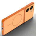 Slim silicone Orange phone case for OnePlus Nord CE 5 5G side angle view showing grip texture and precise cutouts