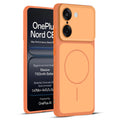 Full protective dual tone Orange silicone case for OnePlus Nord CE 5 5G showing front and back design coverage