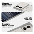 White Phone case for OnePlus Nord CE 5 5G highlighting raised camera protection, anti-slip texture, and responsive side buttons