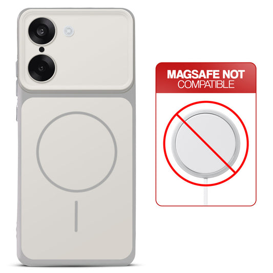 Dual tone silicone White phone cover for OnePlus Nord CE 5 5G showing wireless charging not supported notice