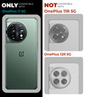 Clear hard back case compatibility guide showing fit for OnePlus 11 5G and not compatible with other models