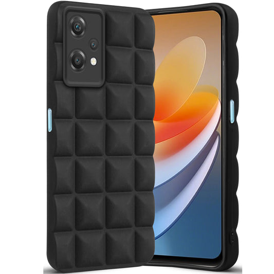 3D Puffer Cube Matte Silicon Back Cover Case for OnePlus Nord CE 2 Lite 5G | Camera Protection | Soft TPU Shockproof Back Cover for OnePlus Nord CE 2 Lite 5G (Black)