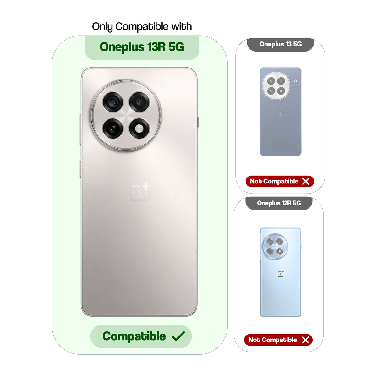 Transparent Shockproof Phone Back Cover Case With Raised Edges For OnePlus 13R 5G