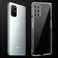 Transparent anti-yellow hard back case fitted on OnePlus 9R showing full back coverage and camera protection