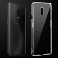 Transparent anti-yellow hard back case fitted on OnePlus 6T showing full back coverage and camera protection