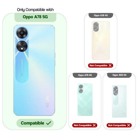 Leather Textured Back Cover for Oppo A78 4G, Shockproof Case with Camera Protection