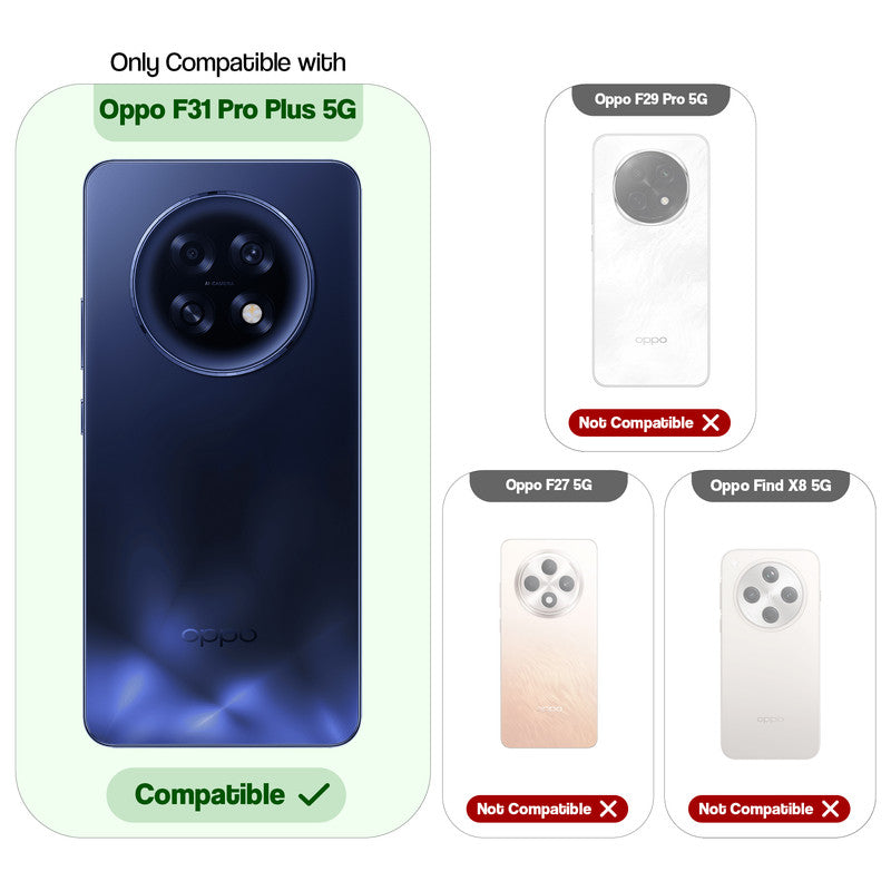 Compatibility comparison image showing Oppo F31 Pro Plus 5G supported, while other models are not compatible.