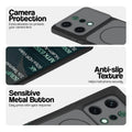 Black Phone case for Oppo Reno 14 5G highlighting raised camera protection, anti-slip texture, and responsive side buttons