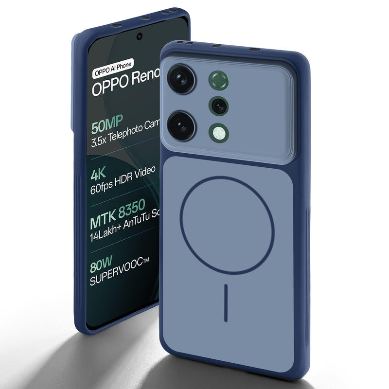 Dual tone silicone Blue back cover for Oppo Reno 14 5G showing camera protection and design