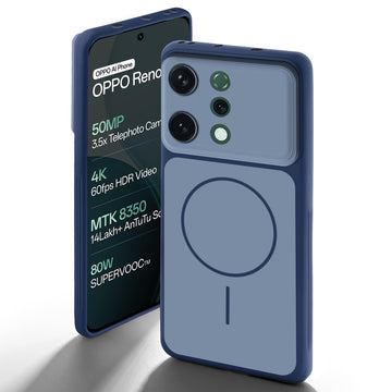 Dual tone silicone Blue back cover for Oppo Reno 14 5G showing camera protection and design