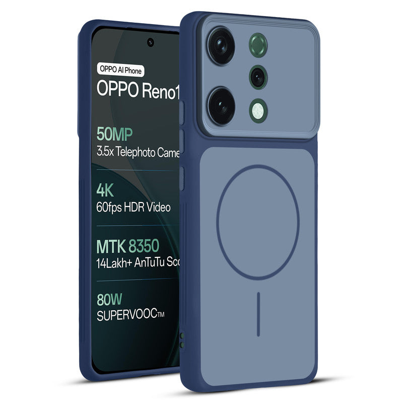 Full protective dual tone Blue silicone case for Oppo Reno 14 5G showing front and back design coverage