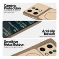 Brown Phone case for Oppo Reno 14 5G highlighting raised camera protection, anti-slip texture, and responsive side buttons