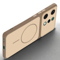 Slim silicone Brown phone case for Oppo Reno 14 5G side angle view showing grip texture and precise cutouts