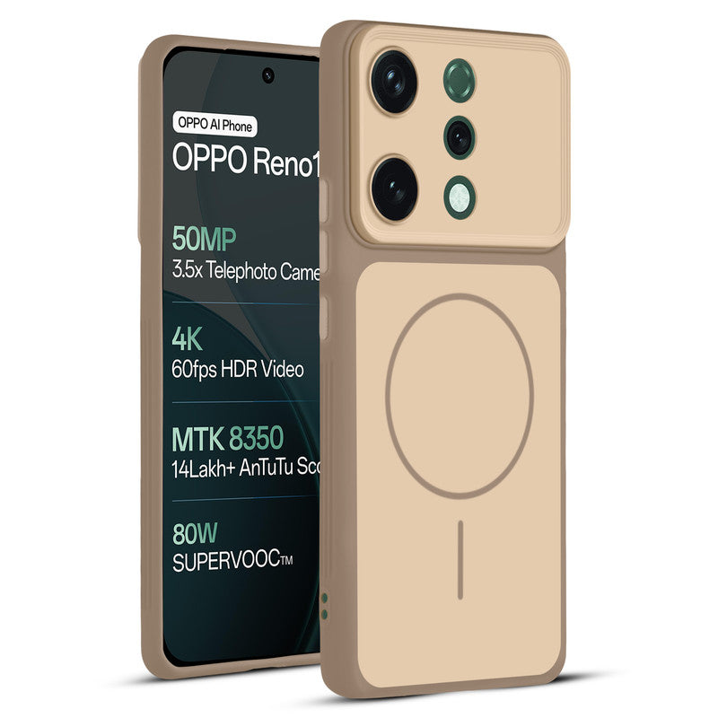 Full protective dual tone Brown silicone case for Oppo Reno 14 5G showing front and back design coverage