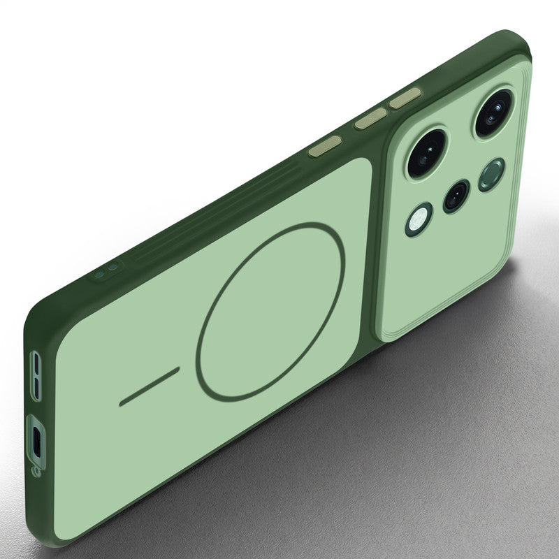 Slim silicone Green phone case for Oppo Reno 14 5G side angle view showing grip texture and precise cutouts