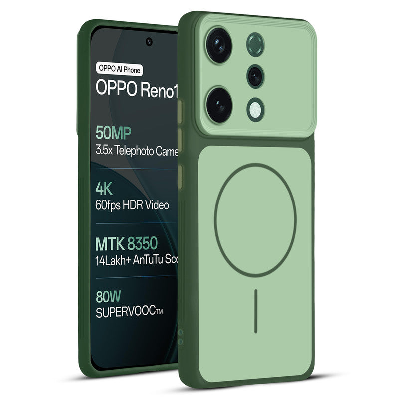 Full protective dual tone Green silicone case for Oppo Reno 14 5G showing front and back design coverage