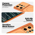 Orange Phone case for Oppo Reno 14 5G highlighting raised camera protection, anti-slip texture, and responsive side buttons
