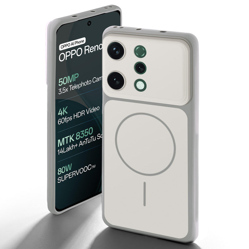 Dual tone silicone White back cover for Oppo Reno 14 5G showing camera protection and design