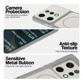 White Phone case for Oppo Reno 14 5G highlighting raised camera protection, anti-slip texture, and responsive side buttons