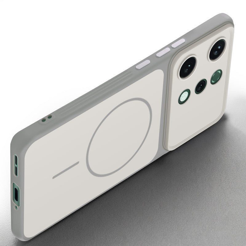 Slim silicone White phone case for Oppo Reno 14 5G side angle view showing grip texture and precise cutouts