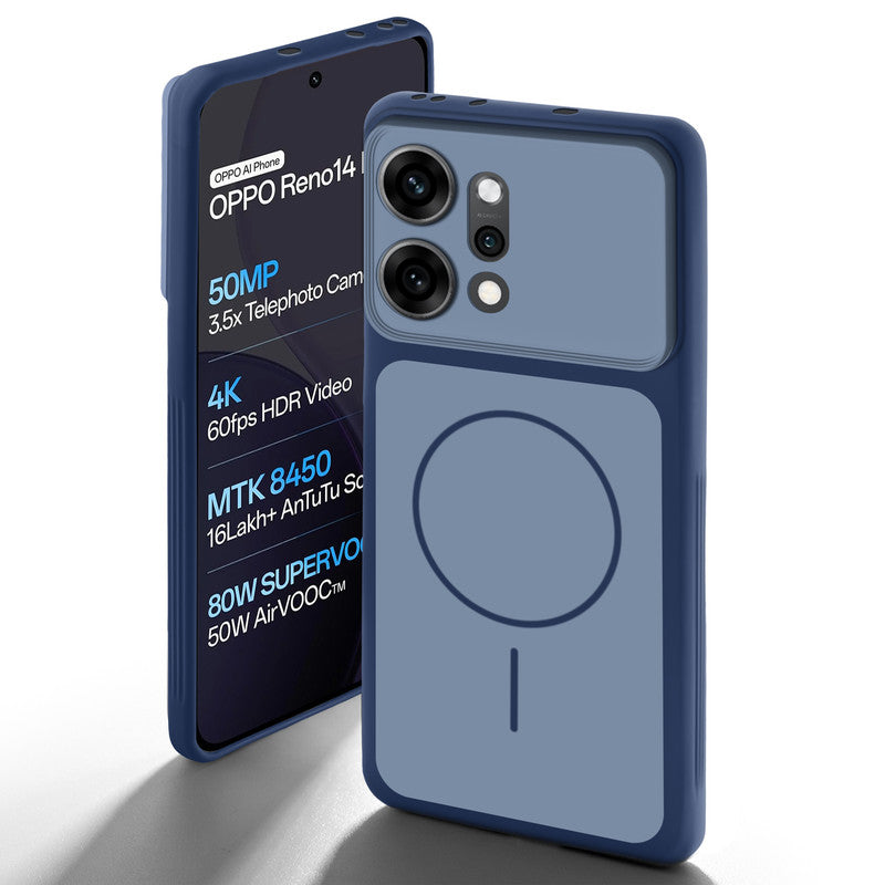 Dual tone silicone Blue back cover for Oppo Reno 14 Pro 5G showing camera protection and design