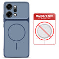 Dual tone silicone Blue phone cover for Oppo Reno 14 Pro 5G showing wireless charging not supported notice