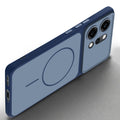 Slim silicone Blue phone case for Oppo Reno 14 Pro 5G side angle view showing grip texture and precise cutouts