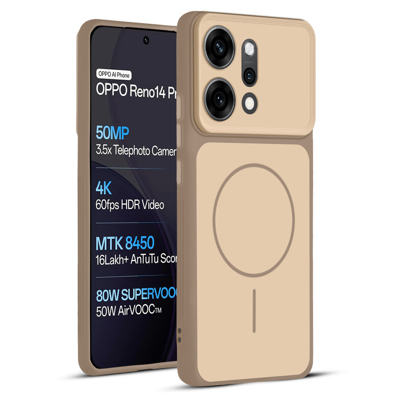Full protective dual tone Brown silicone case for Oppo Reno 14 Pro 5G showing front and back design coverage