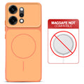 Dual tone silicone Orange phone cover for Oppo Reno 14 Pro 5G showing wireless charging not supported notice