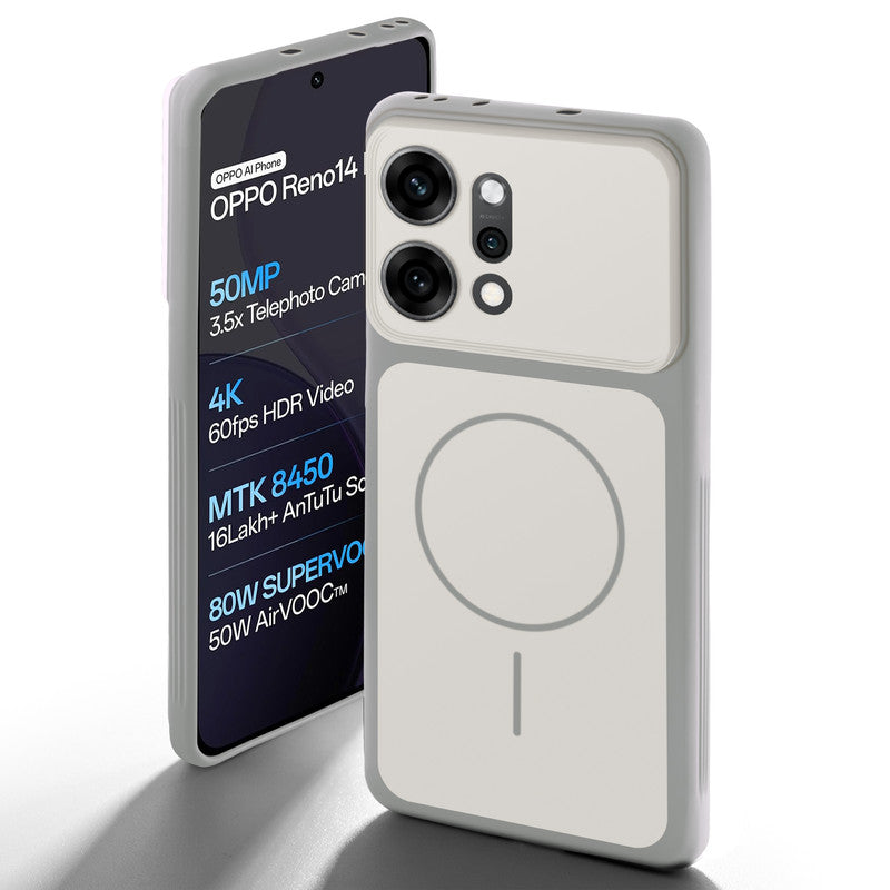 Dual tone silicone White back cover for Oppo Reno 14 Pro 5G showing camera protection and design